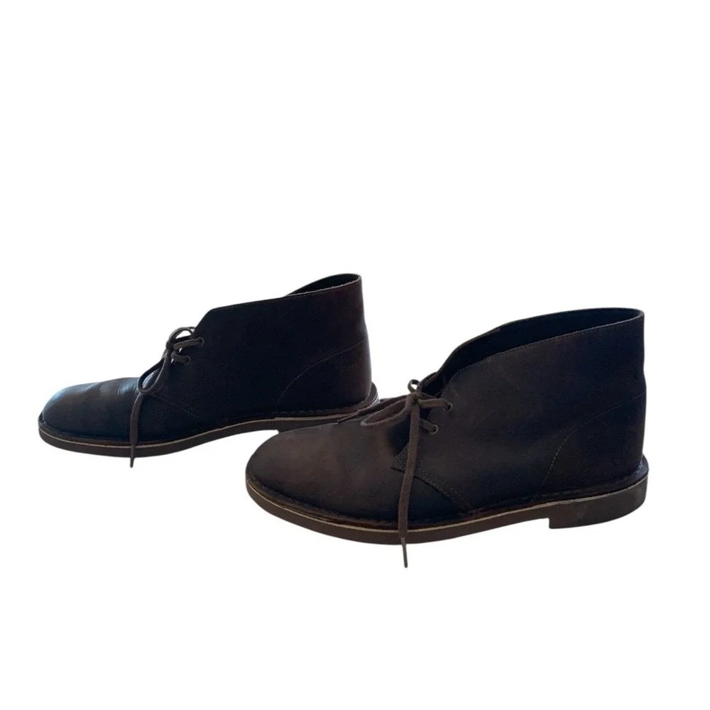 Clarks Desert Boots Mens 10.5 Brown Leather Dark Academia Rugged‎ Gorpcore